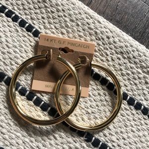 NWT 14 KT G.F Pincatch Chunky Gold Hoops